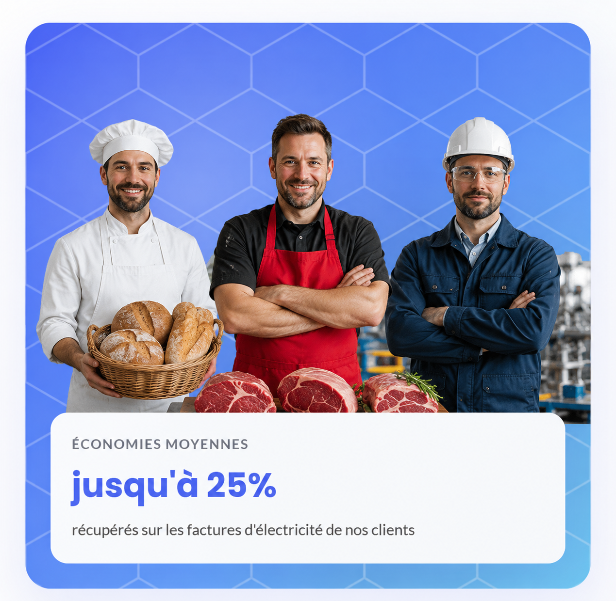 Économies moyennes jusqu'à 25% récupérés sur les factures d'électricité de nos clients